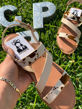 Load image into Gallery viewer, Brown Cow Print Sandals
